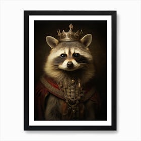 Vintage Portrait Of A Barbados Raccoon Wearing A Crown 2 Art Print