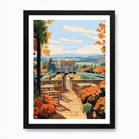 Alnwick Garden, United Kingdom In Autumn Fall Illustration 3 Art Print