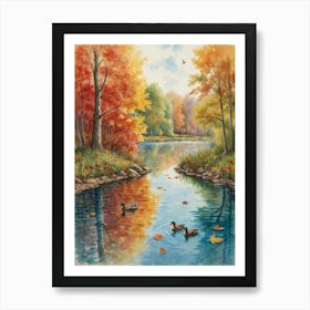 Ducks In The Pond 1 Art Print