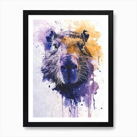 Aesthetic Capybara Watercolor Splatter 1 Art Print