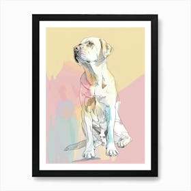 Pastel Labrador Dog Watercolour Line Illustration 4 Art Print