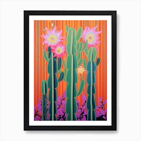 Mexican Style Cactus Illustration Ladyfinger Cactus 1 Art Print