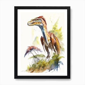 Deinonychus 1 Watercolour Dinosaur Art Print