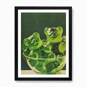 Green Gummy Bears Retro Food Illustration Inspired 2 Art Print