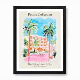 Poster Of The Palms Hotel & Spa   Miami Beach, Florida   Resort Collection Storybook Illustration 2 Art Print
