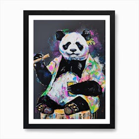 Animal Party: Crumpled Cute Critters with Cocktails and Cigars Panda Art Print