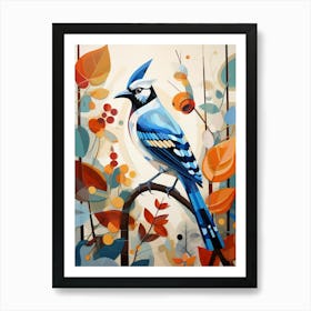 Bird Painting Collage Blue Jay 3 Art Print