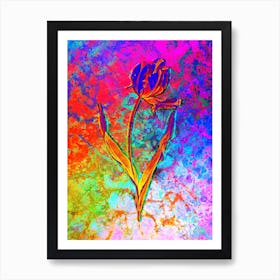 Didier's Tulip Botanical in Acid Neon Pink Green and Blue n.0295 Art Print
