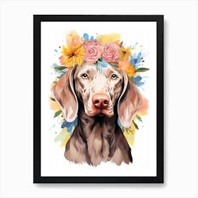 Weimaraner Portrait With A Flower Crown, Matisse Painting Style 3 Art Print