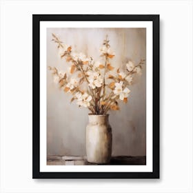 Freesia, Autumn Fall Flowers Sitting In A White Vase, Farmhouse Style 2 Art Print