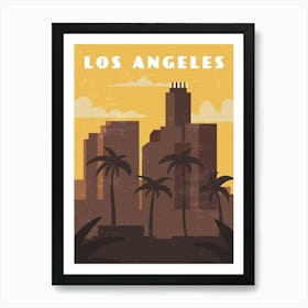 Los Angeles, California, USA - Retro travel minimalist poster Art Print