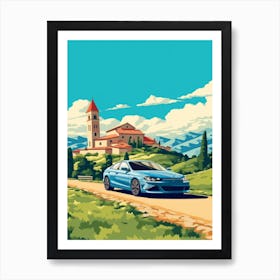 A Mitsubishi Lancer Evolution In The Tuscany Italy Illustration 1 Art Print