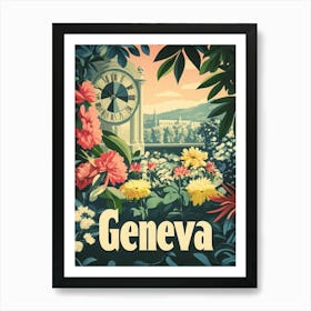 Aihrgdesign A Classic 1960s Travel Poster For Geneva 1 Art Print