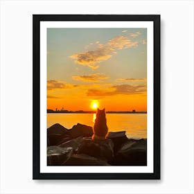 Sunset Cat 1 Art Print