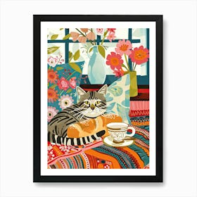 Tea Time With A American Shorthair 2 Art Print