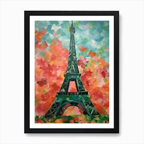 Eiffel Tower Paris France David Hockney Style 12 Art Print