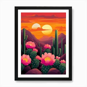 Cactus Desert Landscape 1 Art Print