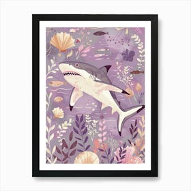 Purple Carpet Shark Illustration 3 Art Print