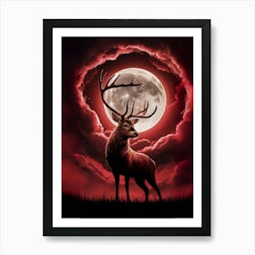 Deer In The Moonlight Art Print