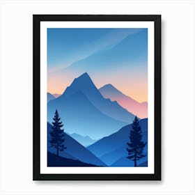 Misty Mountains Vertical Composition In Blue Tone 193 Art Print