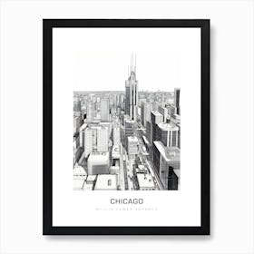 Willis Tower Skydeck 2, Chicago B&W Poster Art Print