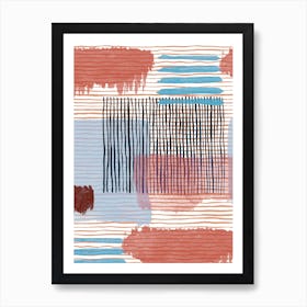 Abstract Striped Geo Red Art Print