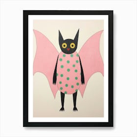 Pink Polka Dot Bat 1 Art Print