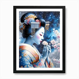 Japan Traditional Geisha Illustration By Ad 143 Art Print