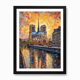 Notre Dame Paris France Paul Signac Style 7 Art Print