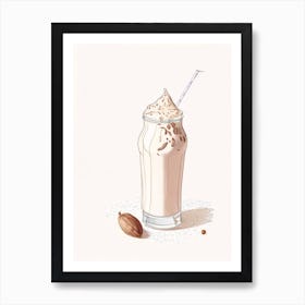 Almond Milkshake Dairy Food Pencil Illustration 3 Art Print