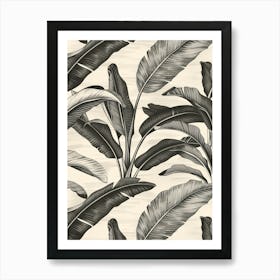 Black And White Banana Leaves Art Print