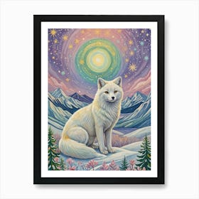 Whimsical Arctic Fox Art Print