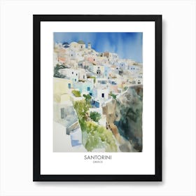 Santorini Greece Watercolour Travel Poster 2 Art Print