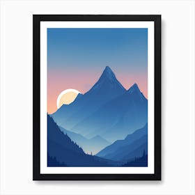 Misty Mountains Vertical Composition In Blue Tone 105 Art Print