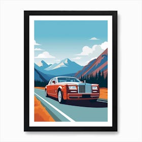 A Rolls Royce Phantom Car In Icefields Parkway Flat Illustration 4 Art Print