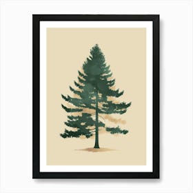 Sequoia Tree Minimal Japandi Illustration 1 Art Print