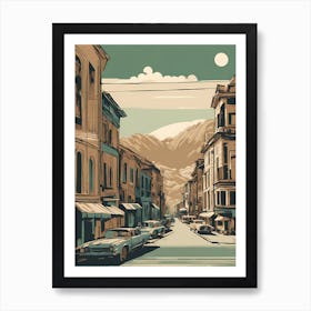 Retro City Street VECTOR ART Art Print