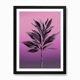 Purple Tropical Plant Against A Purple background, vector art, 1279 Art Print