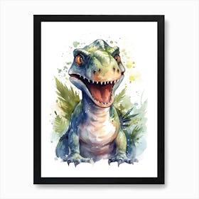Megalosaurus Cute Dinosaur Watercolour 2 Art Print