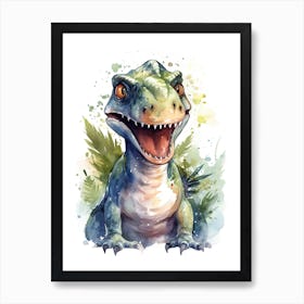 Megalosaurus Cute Dinosaur Watercolour 2 Póster