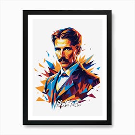 Nikola Tesla 01 Portrait WPAP Pop Art Art Print