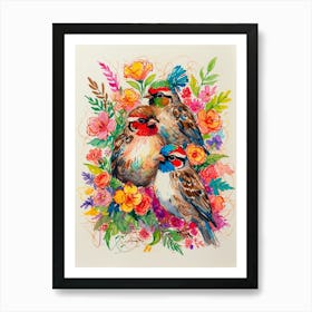 Three Sparrows Art Print