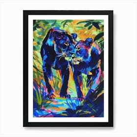 Black Lion Mating Rituals Fauvist Painting 3 Art Print