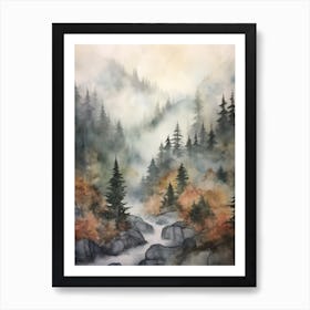 Autumn Forest Landscape Great Bear Rainforest Canada 1 Art Print