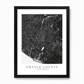 Orange County California Minimal Black Mono Street Map  Art Print