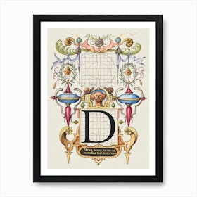 Guide For Constructing The Letter D From Mira Calligraphiae Monumenta, Joris Hoefnagel Art Print