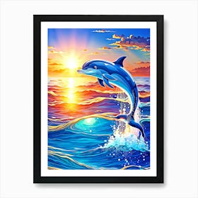 Dolphin Jumping In The Ocean Art Print