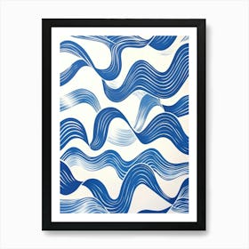 Blue Wavy Pattern 1 Art Print