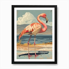 Greater Flamingo Lake Natron Tanzania Tropical Illustration 1 Art Print