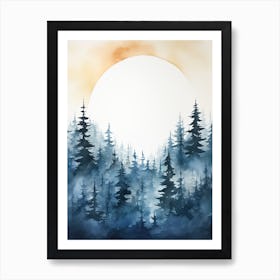 Watercolour Of Taiga Forest   Northern Eurasia And North America 2 Art Print